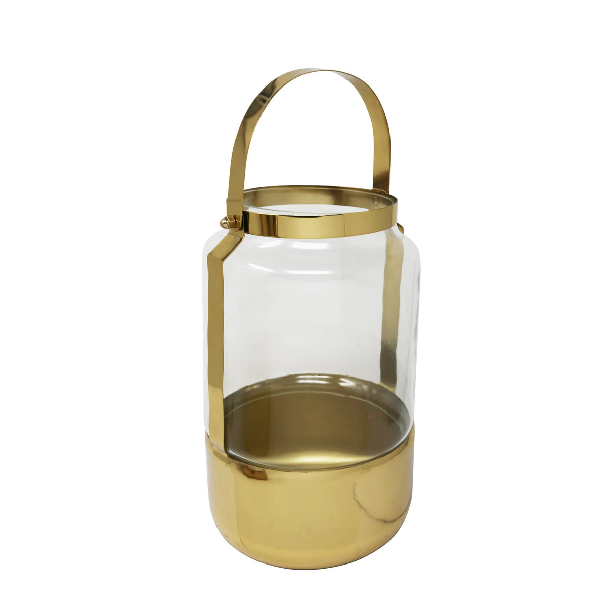 12.5" METAL & GLASS LANTERN, GOLD Candle Holders| Sagebrook Home