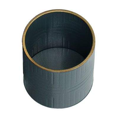 S/2 PLANTER ON METAL STAND, SLATE BLUE/GOLD