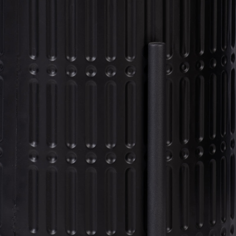 S/2 RIDGED PLANTERS IN METAL STAND, BLACK