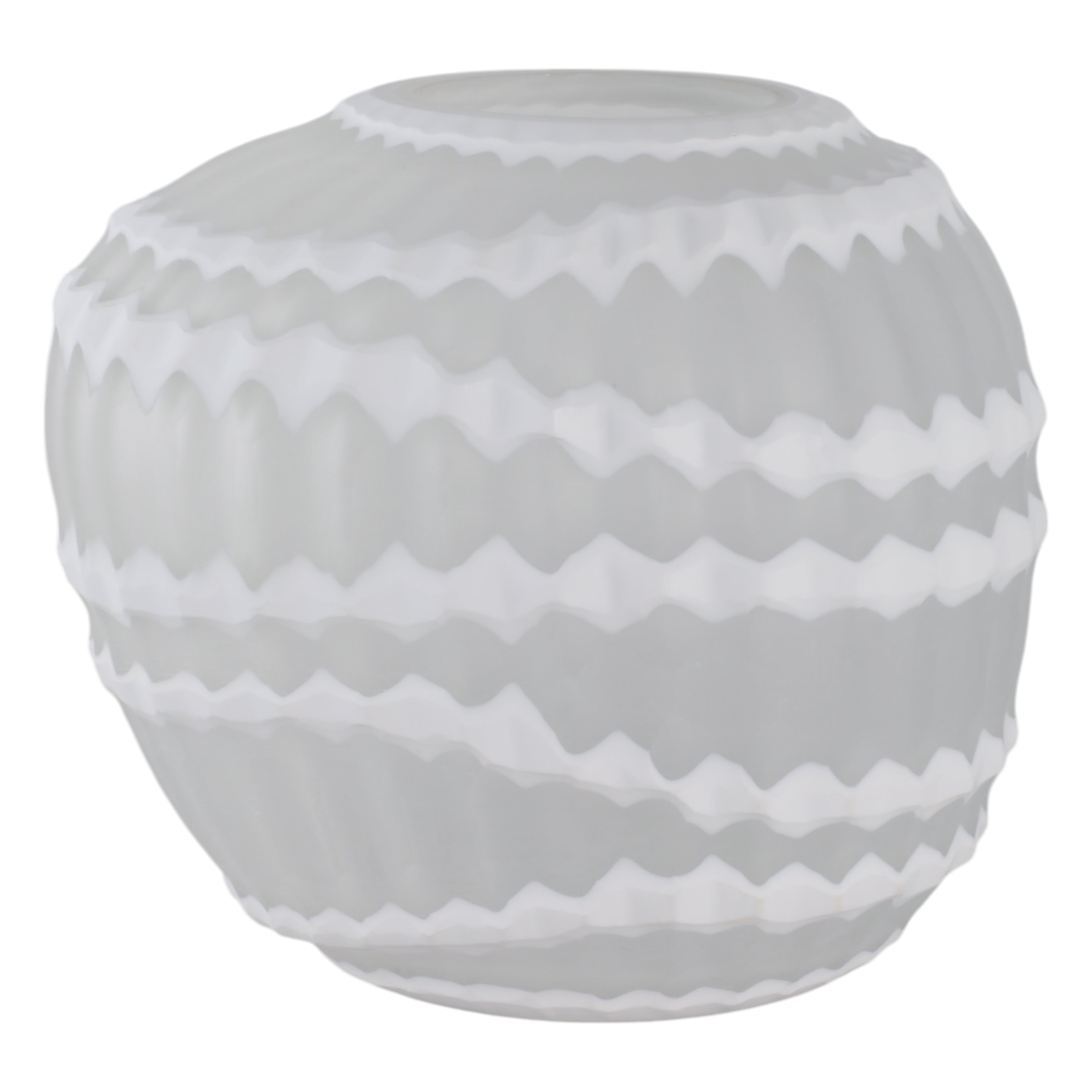 وارويك وعاء زجاجي محفور باللون الأبيض Warwick White Carved Glass Vase