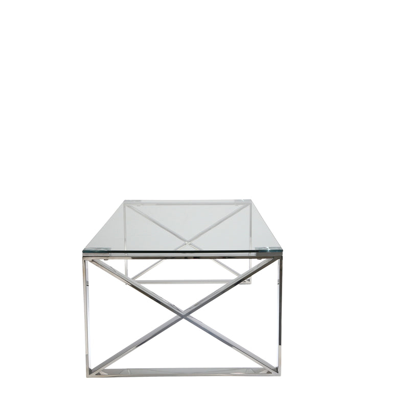 Stainless Steel & Glass Cocktail Table