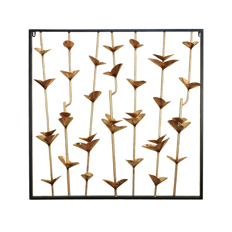 METAL WALL DECOR, GOLD/BLACK, WINDOW BOX