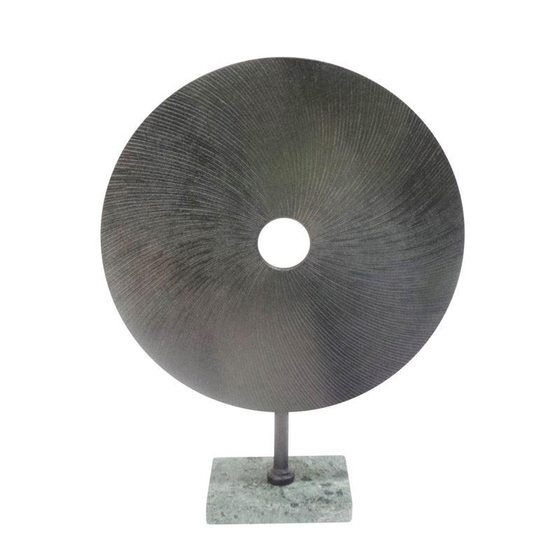 ALUMINUM BLACK DISK ON GREEN BASE, 21