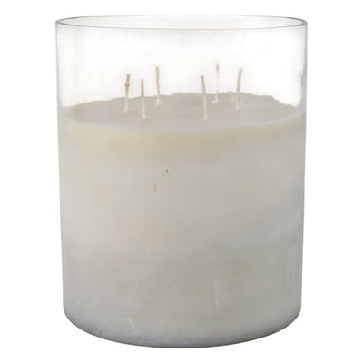 12x10" 349 Oz Jasmine Frosted Glass Candle, Clear - Al Rugaib Furniture