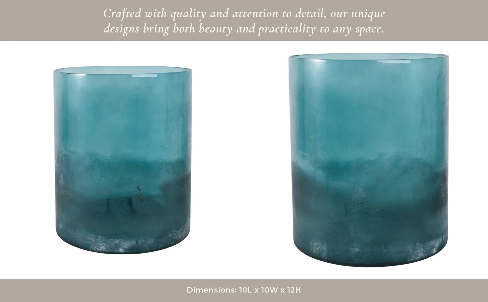 12x10" Frosted Bottom Hurricane, Blue Candle Holders| Sagebrook Home
