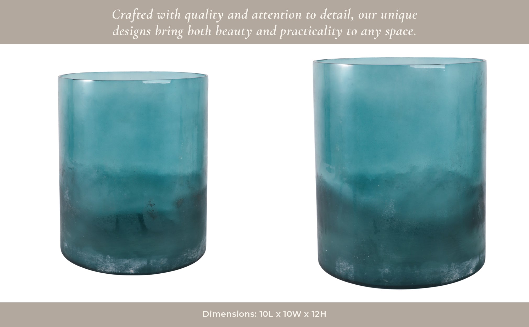 12x10" Frosted Bottom Hurricane, Blue Candle Holders| Sagebrook Home