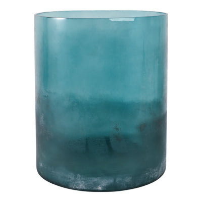 12x10" Frosted Bottom Hurricane, Blue - Al Rugaib Furniture