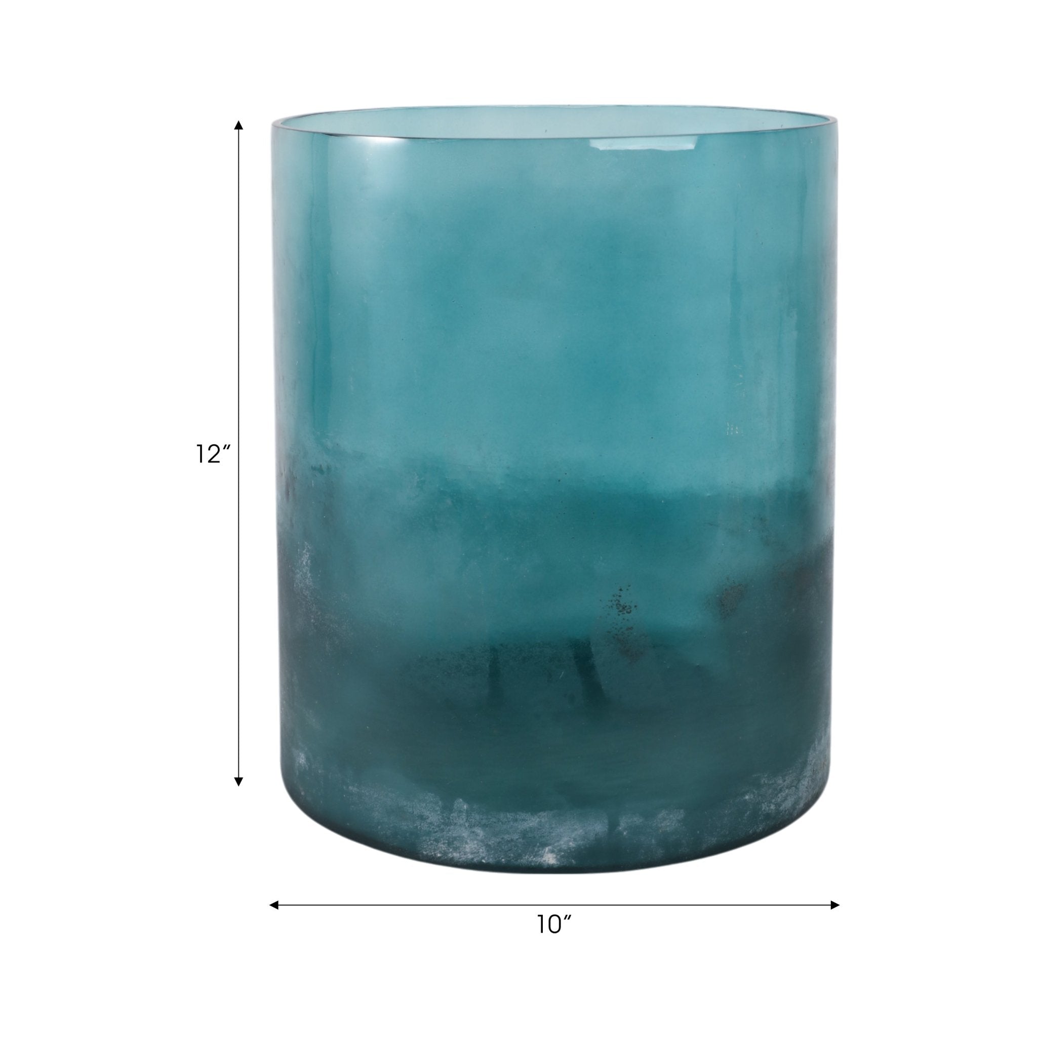 12x10" Frosted Bottom Hurricane, Blue Candle Holders| Sagebrook Home