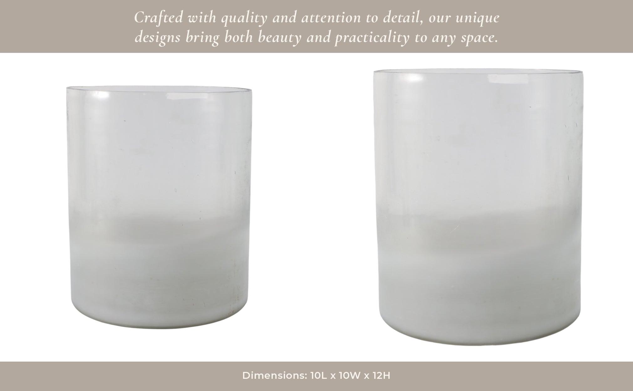 12x10" Frosted Bottom Hurricane, Clear Candle Holders| Sagebrook Home