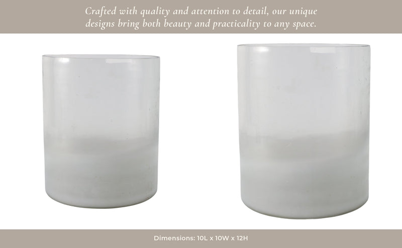 12x10" Frosted Bottom Hurricane, Clear - Al Rugaib Furniture