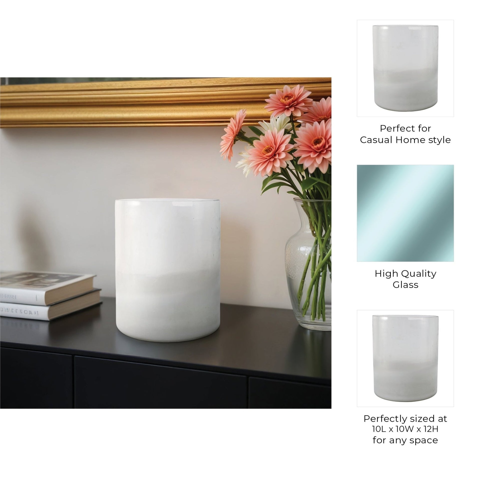 12x10" Frosted Bottom Hurricane, Clear Candle Holders| Sagebrook Home