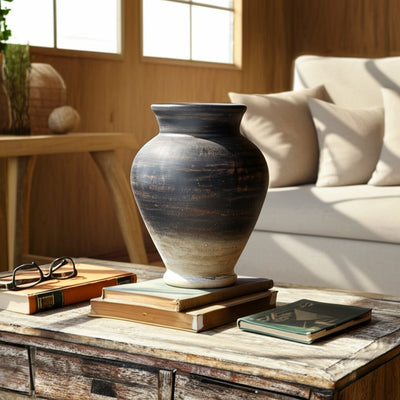 12x10" Traditional Terracotta Vase,chocolate Brown - Al Rugaib Furniture