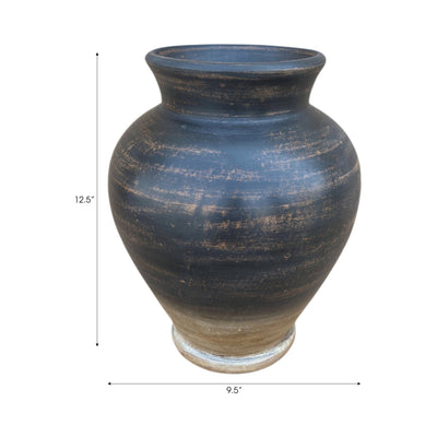 12x10" Traditional Terracotta Vase,chocolate Brown - Al Rugaib Furniture