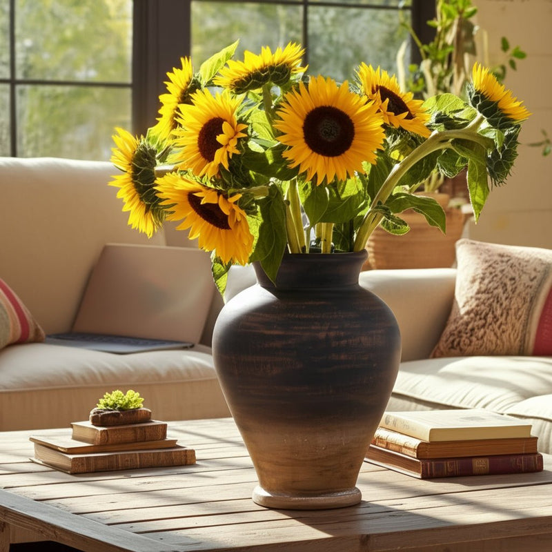 12x10" Traditional Terracotta Vase,chocolate Brown - Al Rugaib Furniture