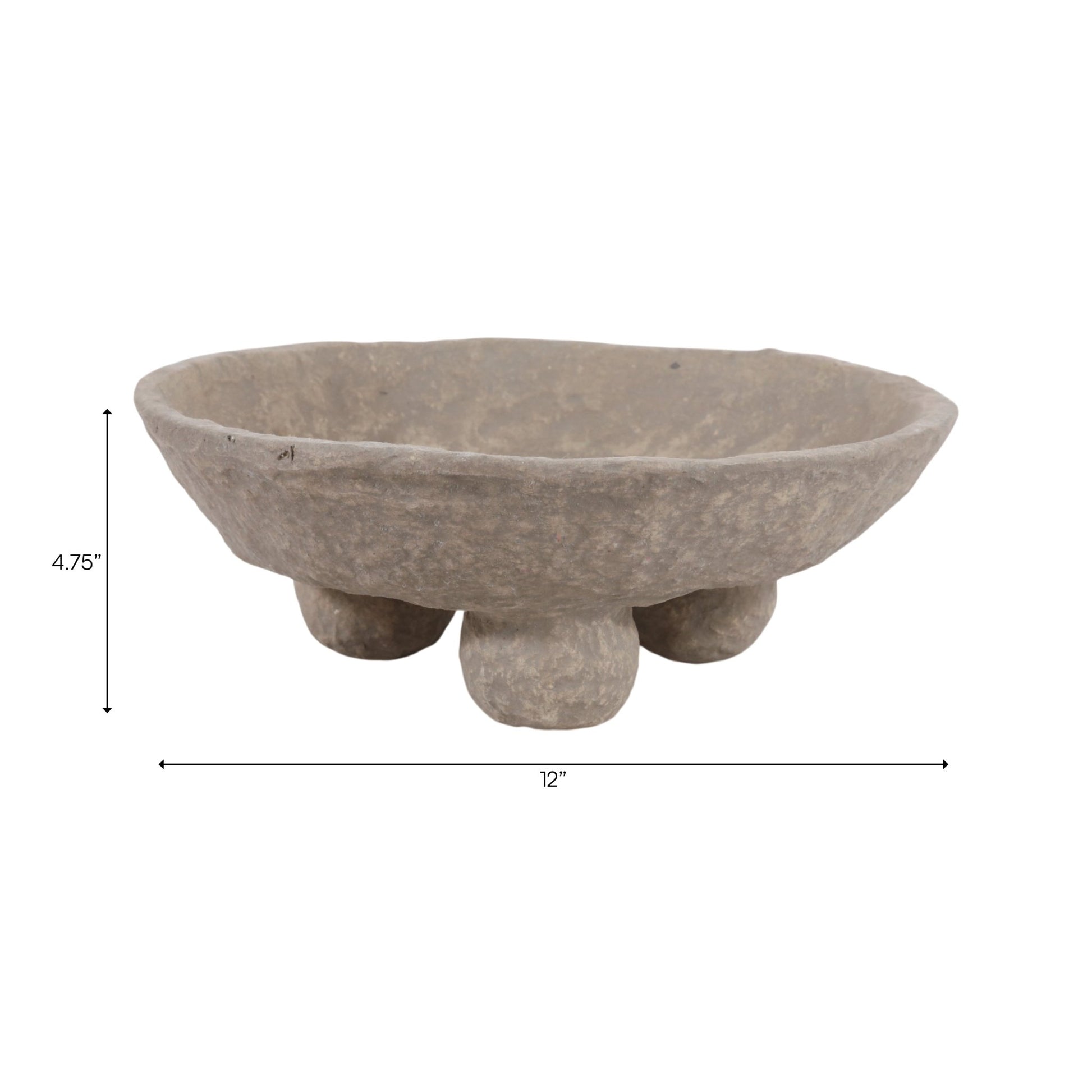 12x12" Paper Mache Knobby Footed Bowl, Taupe Bowl| Sagebrook Home