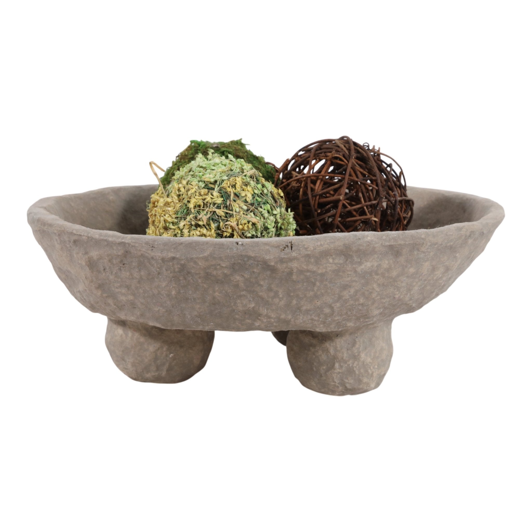12x12" Paper Mache Knobby Footed Bowl, Taupe Bowl| Sagebrook Home
