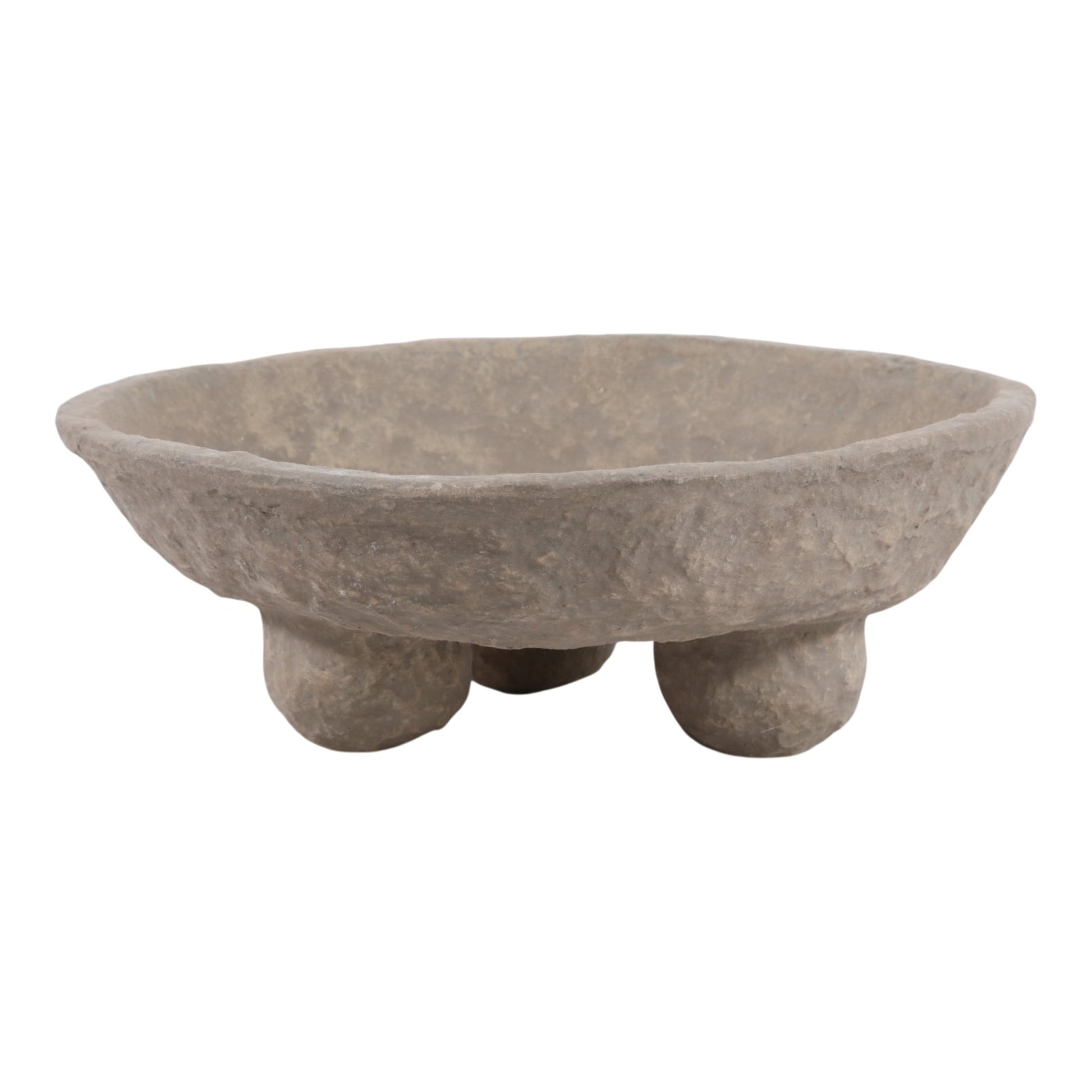 12x12" Paper Mache Knobby Footed Bowl, Taupe Bowl| Sagebrook Home