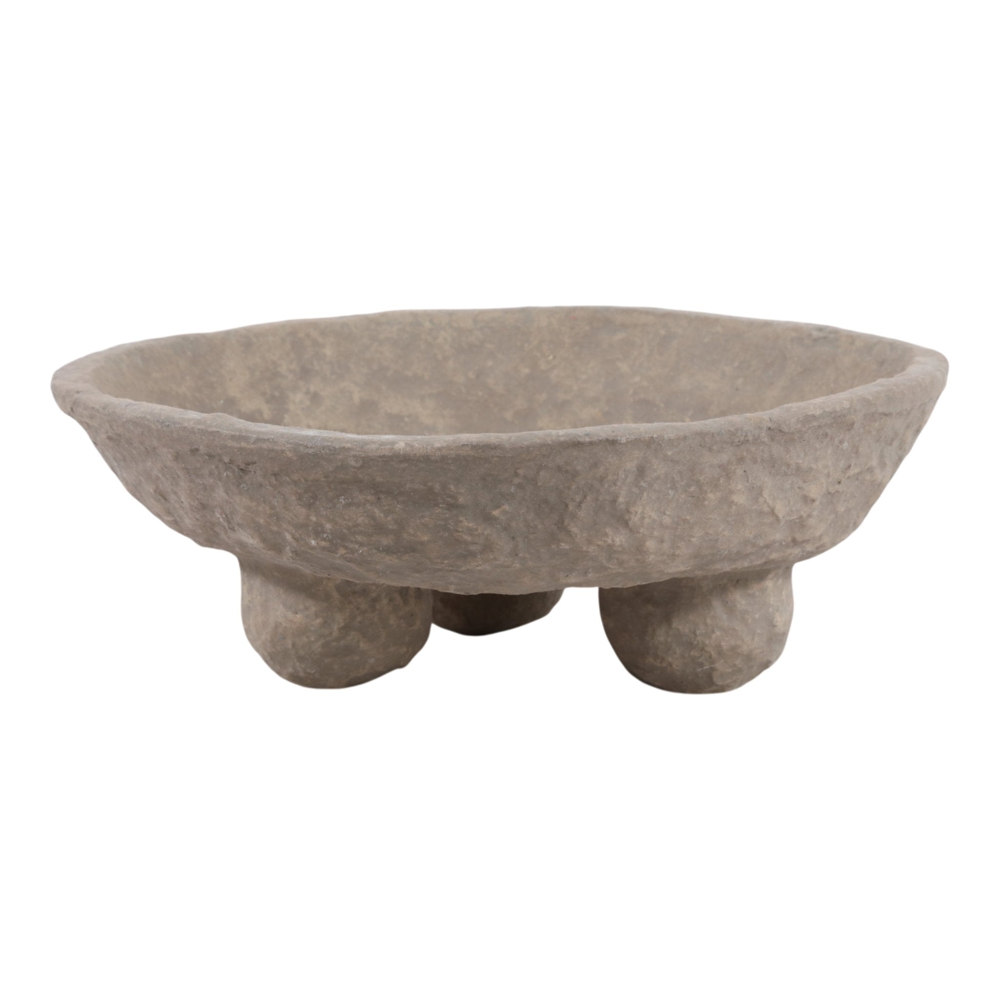 12x12" Paper Mache Knobby Footed Bowl, Taupe Bowl| Sagebrook Home