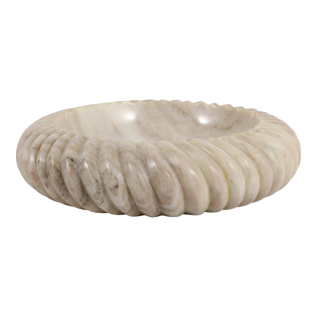 12X12" RIBBED MARBLE BOWL, BEIGE Bowl| Sagebrook Home