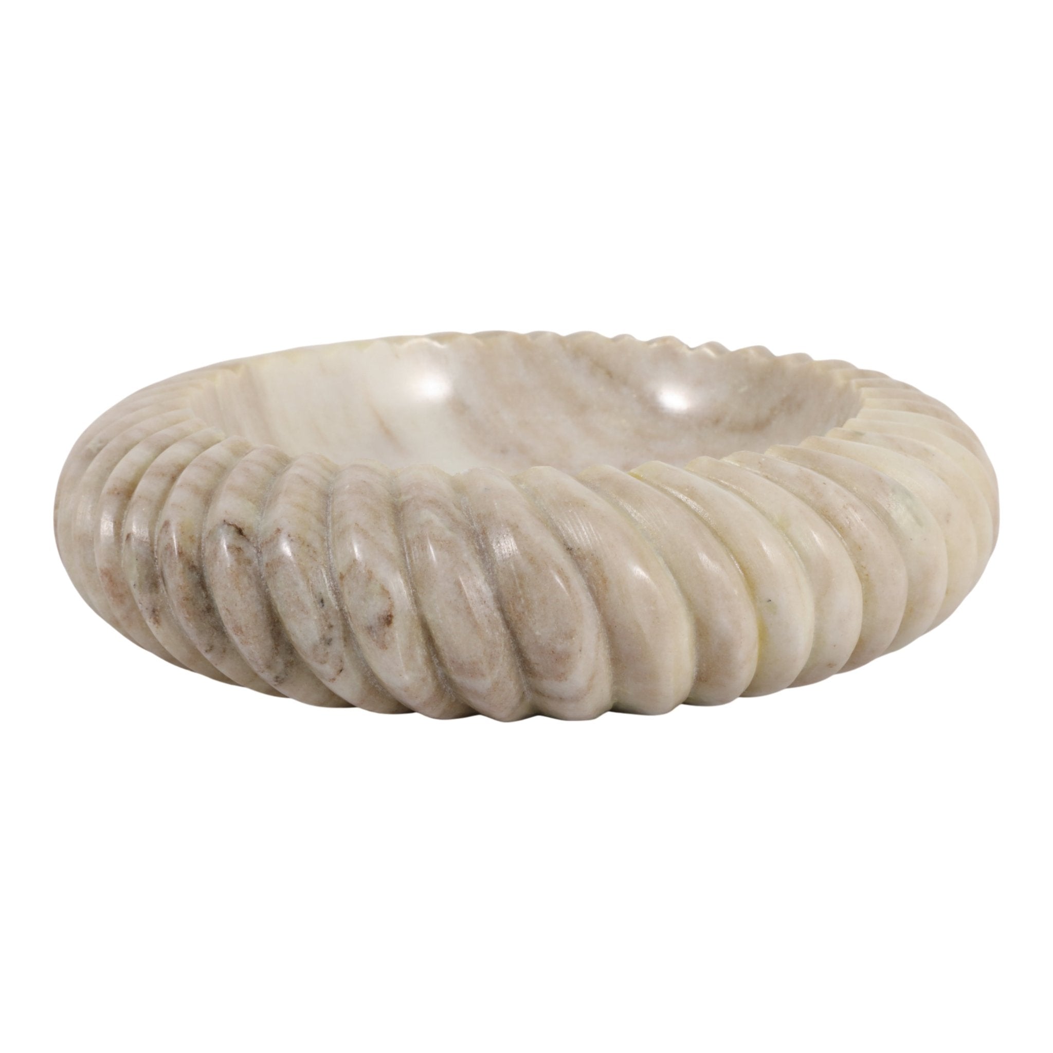 12X12" RIBBED MARBLE BOWL, BEIGE Bowl| Sagebrook Home