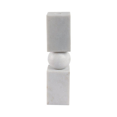 12x3" Chunky Marble Taper Holder, White - Al Rugaib Furniture