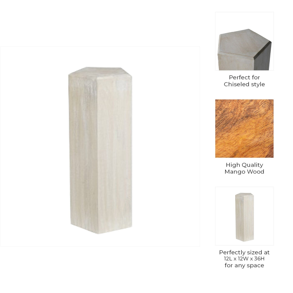 12x36" Novus Large Wood Pedestal Accent & End Tables| Sagebrook Home