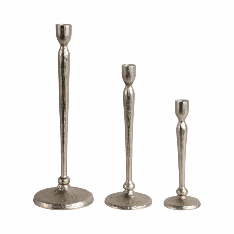 12x4" Traditional Cast Iron Taper Holder, Silver - Al Rugaib Furniture