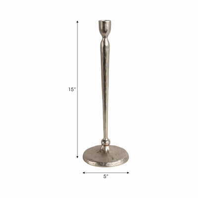 12x4" Traditional Cast Iron Taper Holder, Silver - Al Rugaib Furniture