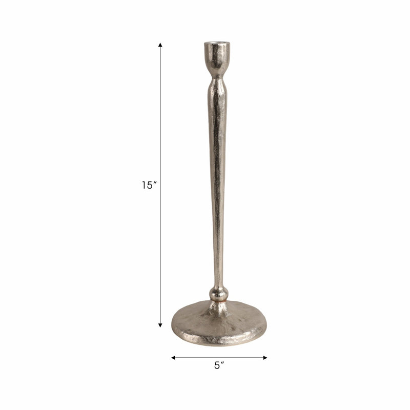 12x4" Traditional Cast Iron Taper Holder, Silver - Al Rugaib Furniture
