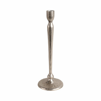 12x4" Traditional Cast Iron Taper Holder, Silver - Al Rugaib Furniture
