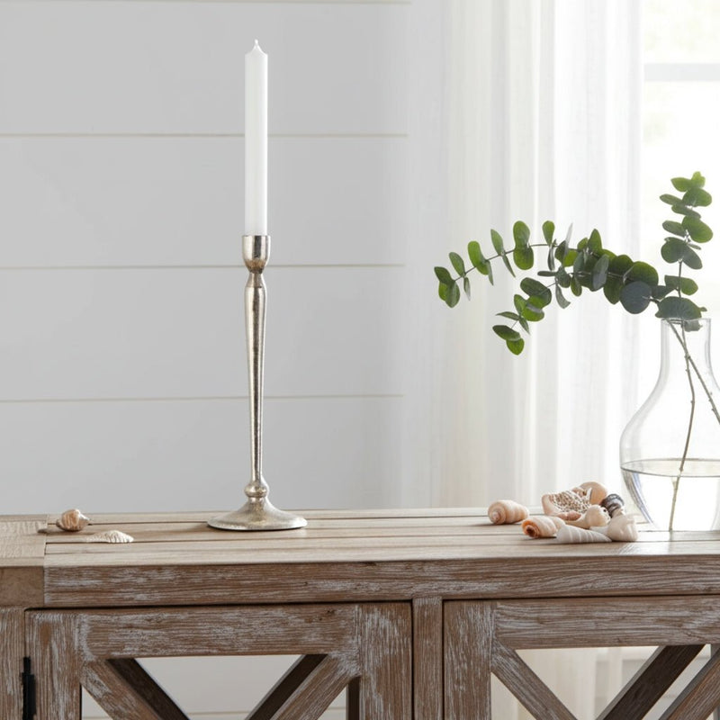 12x4" Traditional Cast Iron Taper Holder, Silver - Al Rugaib Furniture