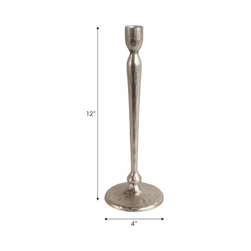 12x4" Traditional Cast Iron Taper Holder, Silver - Al Rugaib Furniture