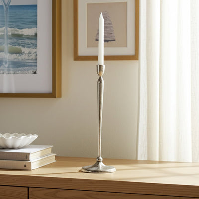 12x4" Traditional Cast Iron Taper Holder, Silver - Al Rugaib Furniture