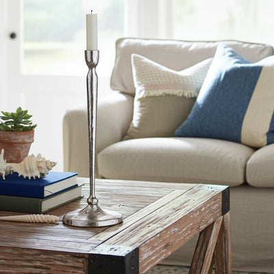 12x4" Traditional Cast Iron Taper Holder, Silver - Al Rugaib Furniture