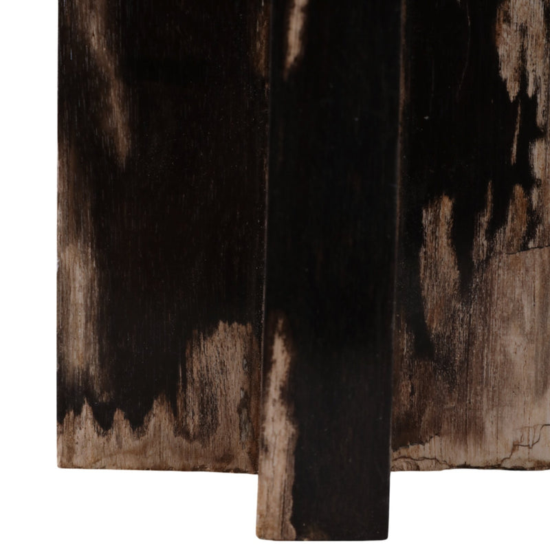 12x5" Petrified Wood Pillar Holder, Brown/black - Al Rugaib Furniture