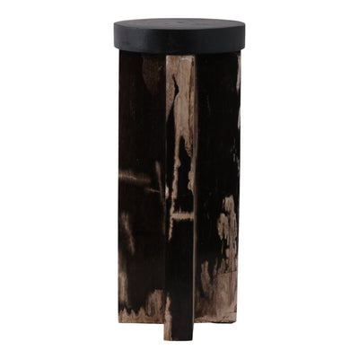 12x5" Petrified Wood Pillar Holder, Brown/black - Al Rugaib Furniture