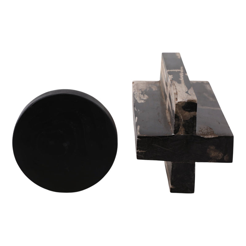12x5" Petrified Wood Pillar Holder, Brown/black - Al Rugaib Furniture