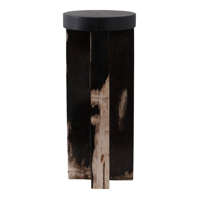 12x5" Petrified Wood Pillar Holder, Brown/black - Al Rugaib Furniture