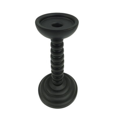 12x5" Stacked Pillar & Taper Holder, Black - Al Rugaib Furniture