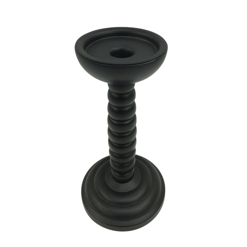 12x5" Stacked Pillar & Taper Holder, Black - Al Rugaib Furniture