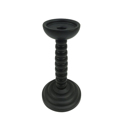 12x5" Stacked Pillar & Taper Holder, Black - Al Rugaib Furniture