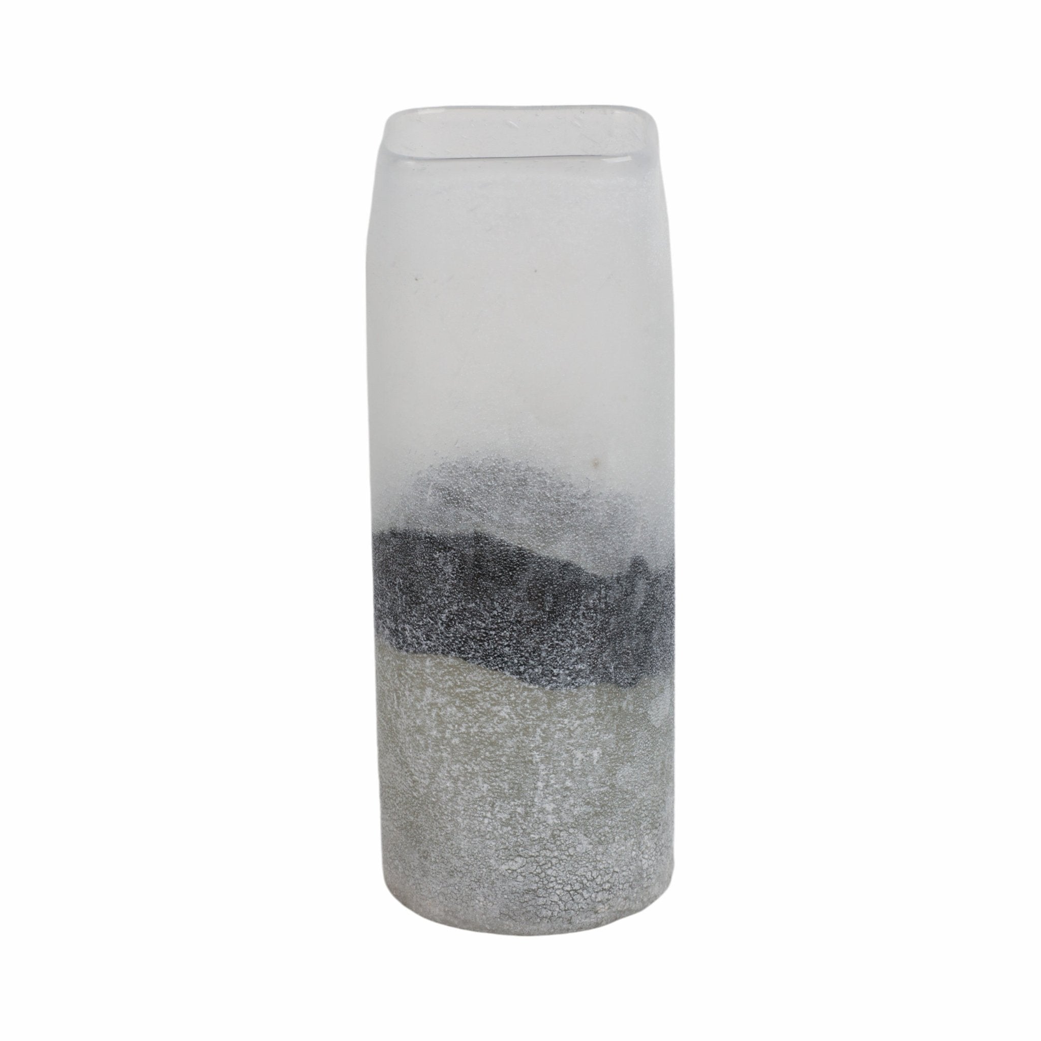 12X6" OMBRE SODA FINISH GLASS VASE, CLEAR/BLACK Vases and Jars| Sagebrook Home