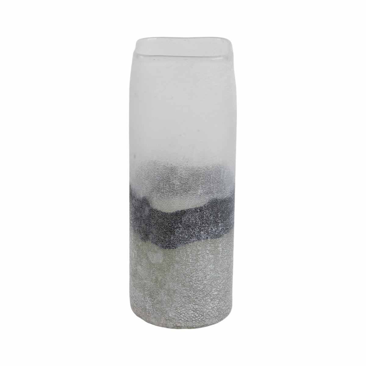 12X6" OMBRE SODA FINISH GLASS VASE, CLEAR/BLACK Vases and Jars| Sagebrook Home