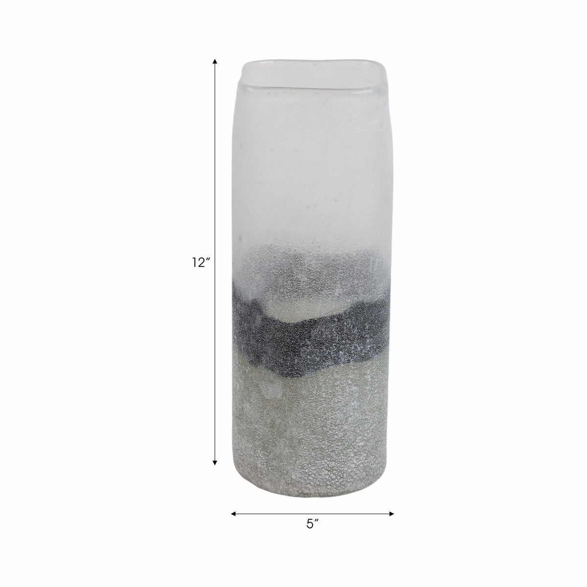 12X6" OMBRE SODA FINISH GLASS VASE, CLEAR/BLACK Vases and Jars| Sagebrook Home