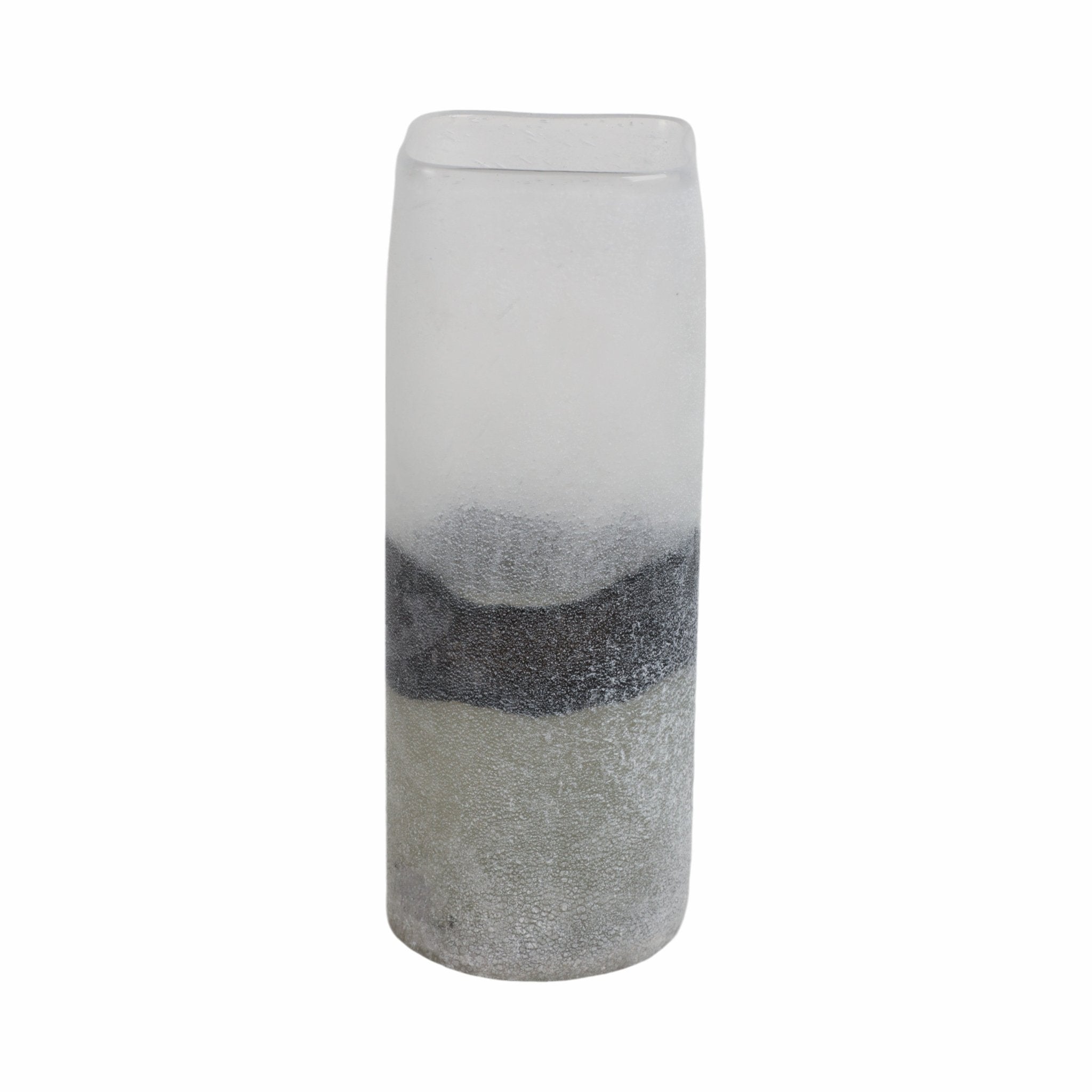 12X6" OMBRE SODA FINISH GLASS VASE, CLEAR/BLACK Vases and Jars| Sagebrook Home