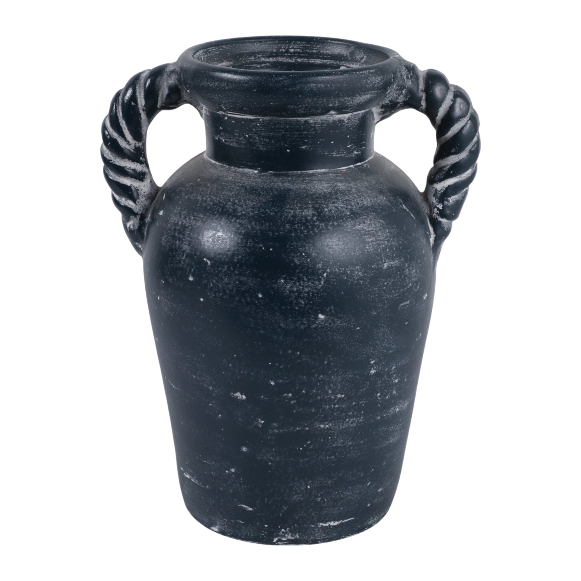 12x9" Twisted Handle Terracotta Vase, Blue Vases and Jars| Sagebrook Home