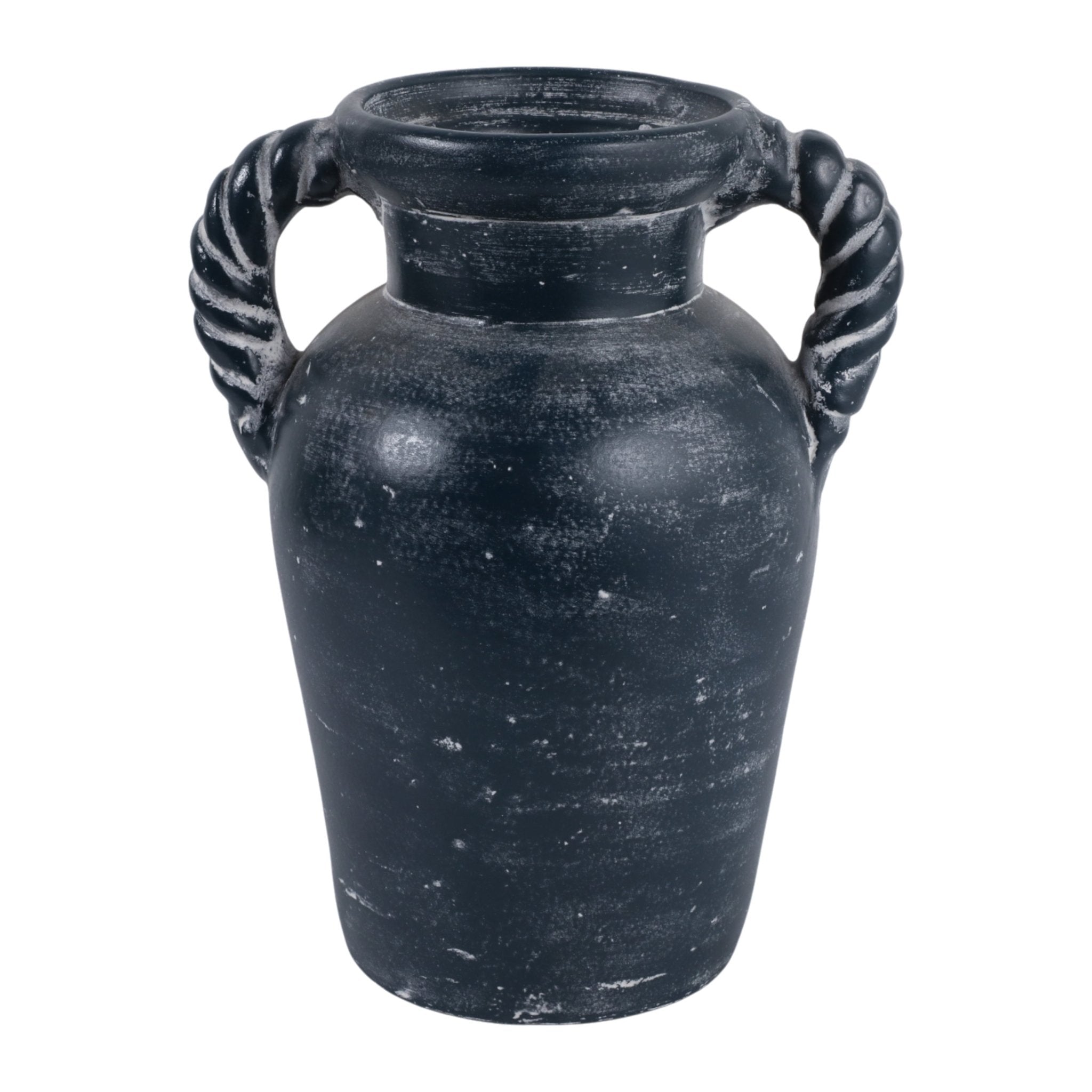 12x9" Twisted Handle Terracotta Vase, Blue Vases and Jars| Sagebrook Home