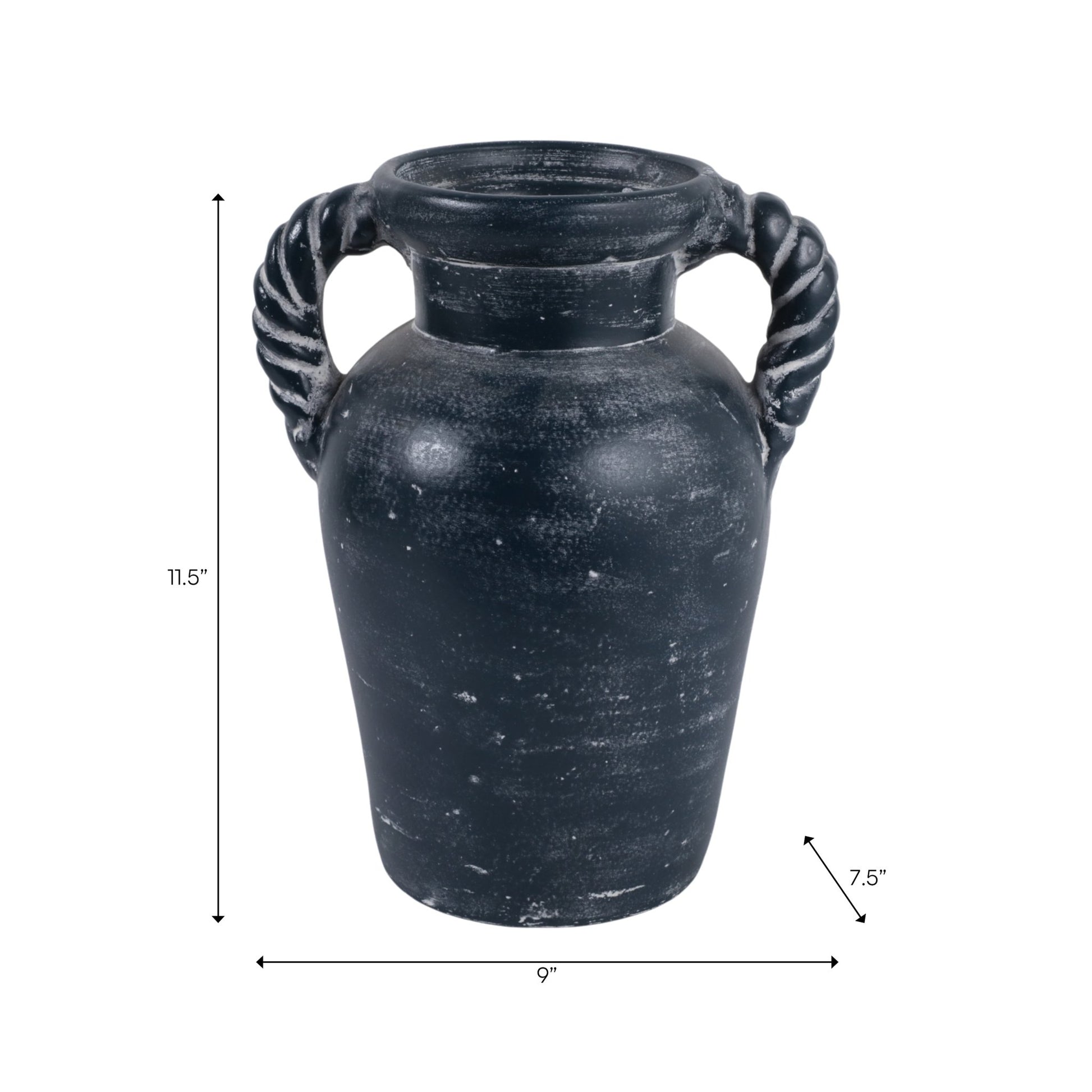 12x9" Twisted Handle Terracotta Vase, Blue Vases and Jars| Sagebrook Home