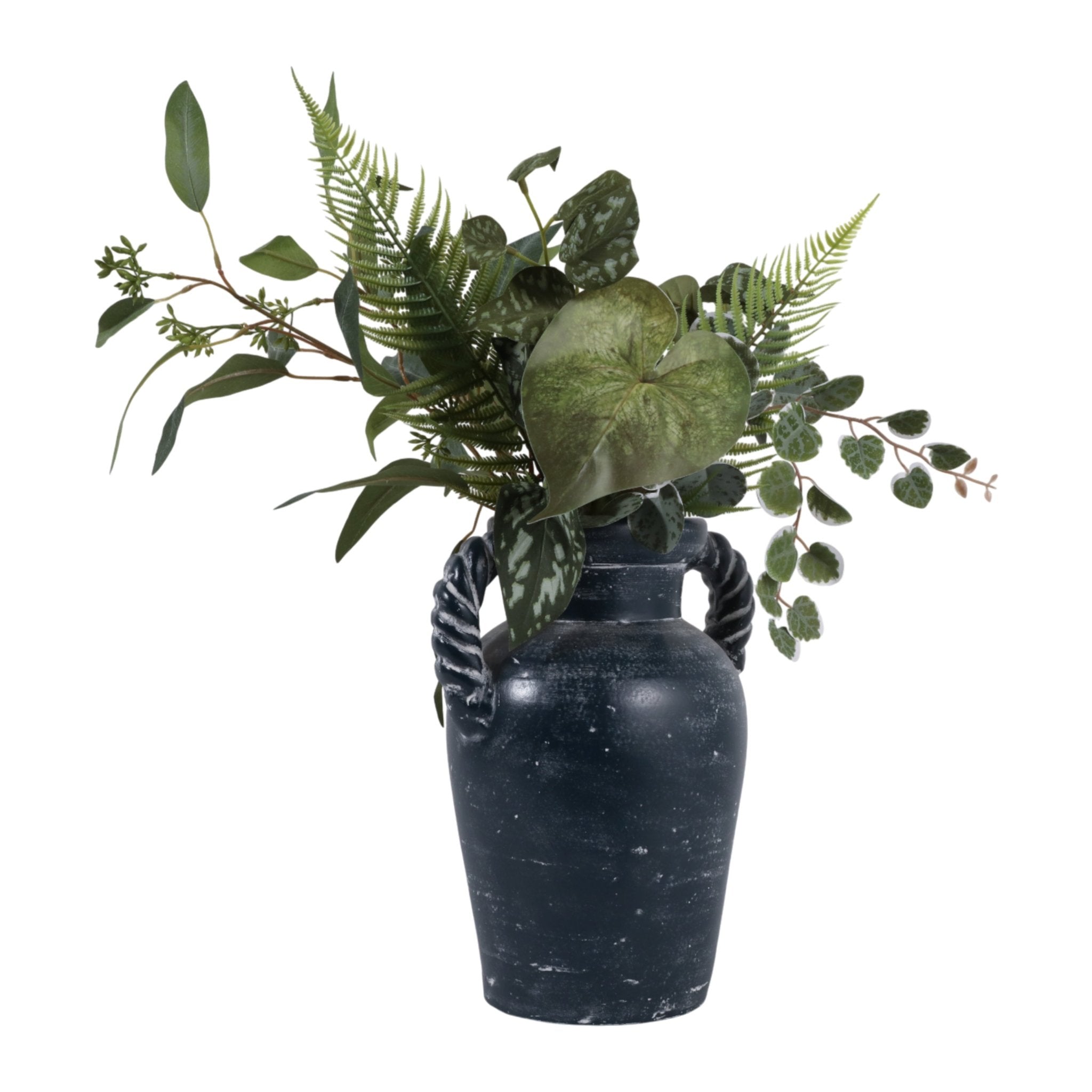 12x9" Twisted Handle Terracotta Vase, Blue Vases and Jars| Sagebrook Home