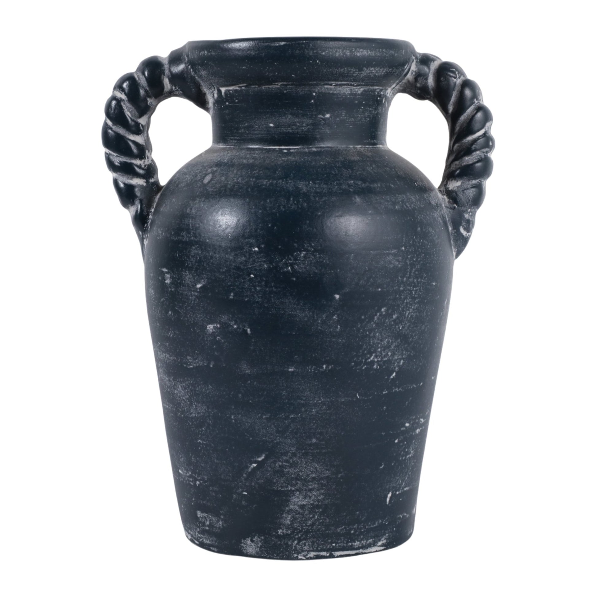 12x9" Twisted Handle Terracotta Vase, Blue Vases and Jars| Sagebrook Home